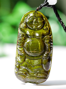 稀有老坑猫眼站佛晶体透注胶吊坠