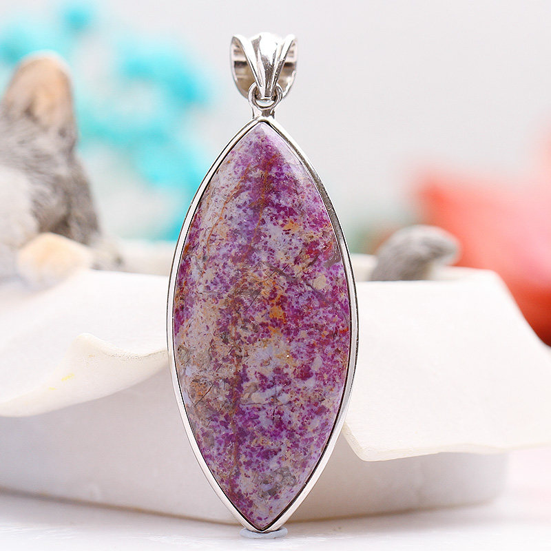 泥地樱花南非老料天然舒俱来吊坠马眼形裸石纯银包边镶嵌礼物饰品