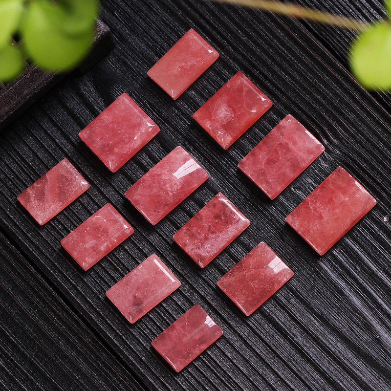 超值 天然阿根廷国宝红纹方形石裸石戒面 小吊坠 印加玫瑰菱锰矿