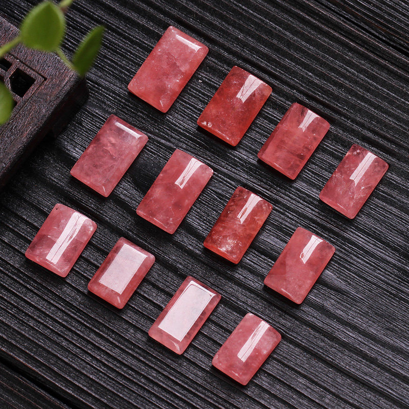 推荐 阿根廷国宝天然红纹石长方形裸石戒面 小吊坠菱锰矿 旺人缘