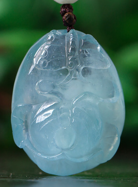 天然巴西手工雕刻典雅风海蓝宝