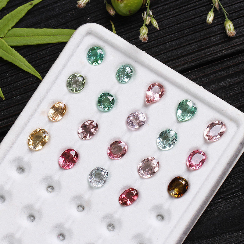 精品美物 高净度莫桑比克优质天然碧玺戒面 绿黄红橙蓝裸石镶嵌