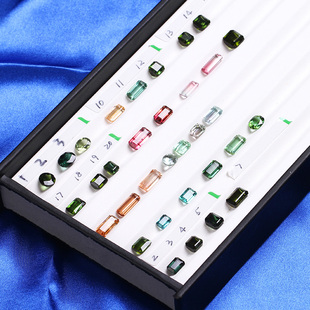 巴西天然碧玺戒面 高净度蓝绿红彩色宝石电气石裸石1-3克拉代镶嵌