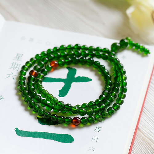 俄罗斯祖母绿天然佛珠手链