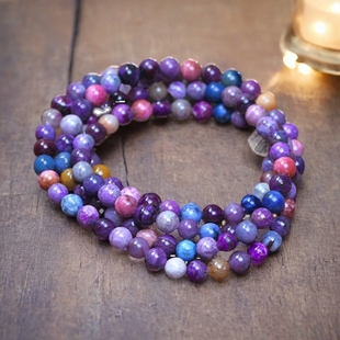 南非舒俱来老料手串油润细腻苏纪石帝王紫星际蓝多圈手链4-6.5mm