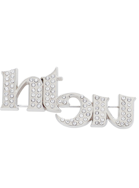 HTCU 基础错位字母LOGO镶钻胸针镂空别针配饰