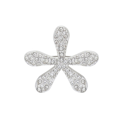 HTCU 基础小花图形LOGO镶钻胸针镂空别针配饰