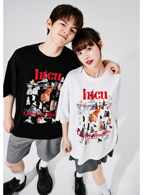 【黄灿灿同款】HTCU复古可爱动物乐园短袖潮牌夏季宽松休闲T恤女