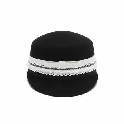 HTCU 迪丽 昭和少女日系羊毛呢休闲蝴蝶结马术帽女英伦复古帽子