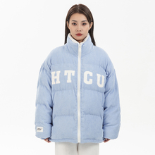 HTCU灯芯绒皮标LOGO基础棉服棉衣男女宽松冬季加厚面包服外套棉袄