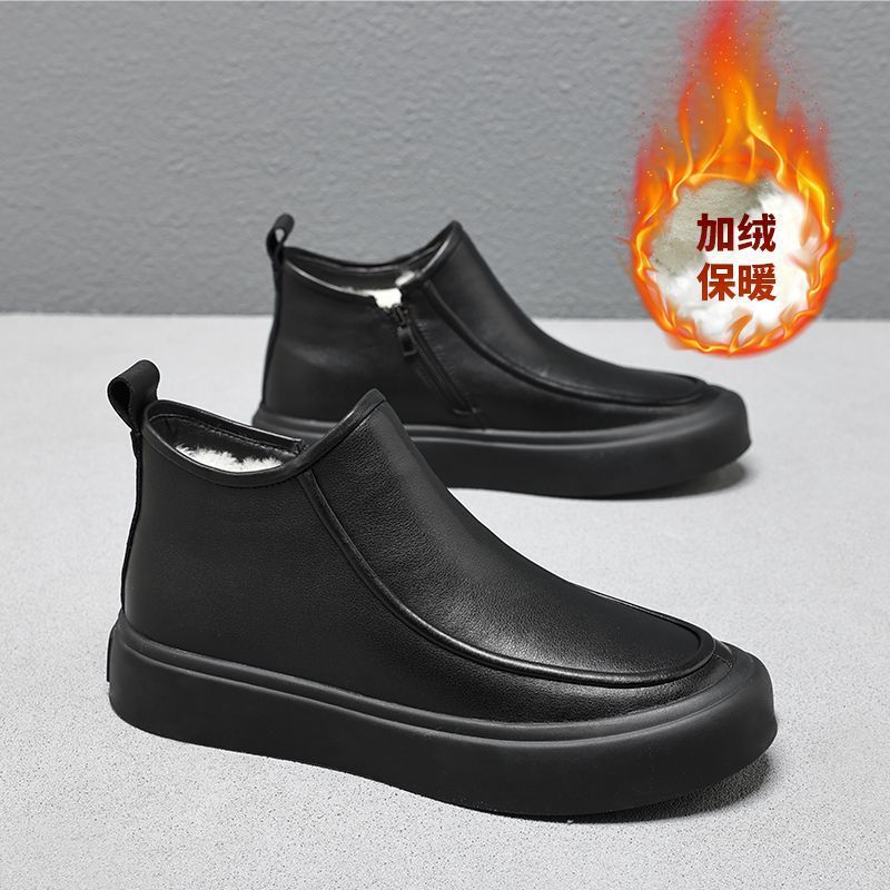 【100%真皮】男鞋2025男士马丁靴拉链休闲皮鞋高帮中帮防臭增高