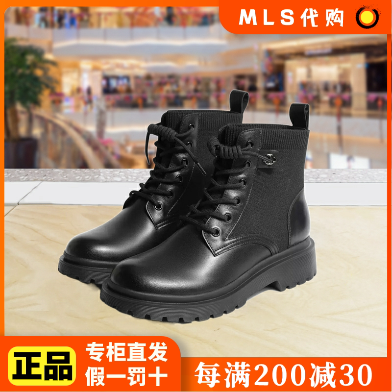 sneda/森达 2022冬季拼接系带马丁靴女鞋短筒靴国内代购4u744 dd2