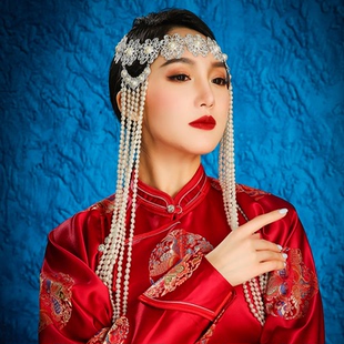 少数民族风复古白色时尚款头饰高端蒙古族婚礼帽子发饰异域风情