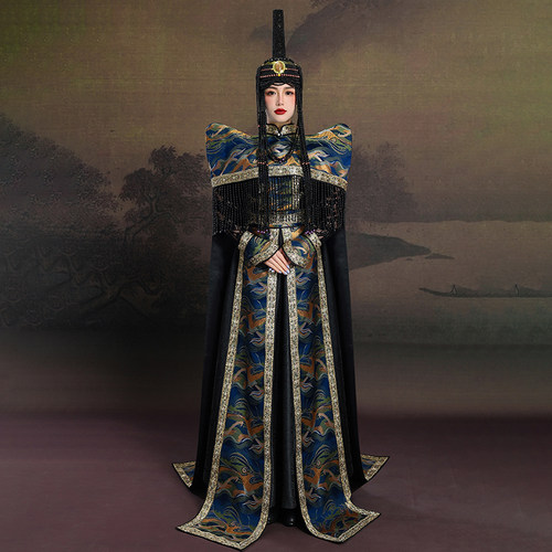 女士蒙古袍绿色连衣裙内蒙高端民族服舞蹈演出摄影礼仪走秀婚礼服