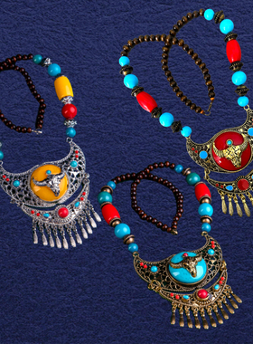 蒙古族少数民族风特色发饰项链舞蹈演出头饰艺考额头链子饰品礼物