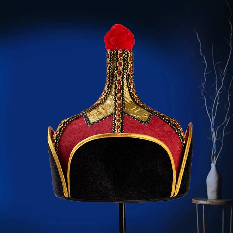 男士成人蒙古尖顶帽子草原王爷帽子头饰辫子摄影写真内蒙古服饰