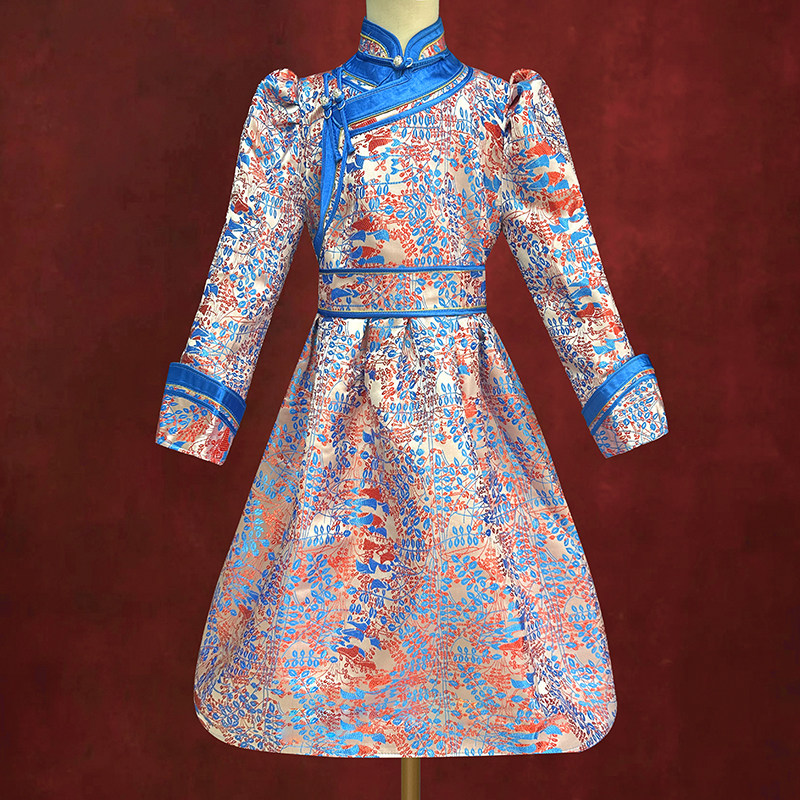 儿童女蓝粉蒙古袍内蒙古少数民族礼服舞台装演出连衣裙公主蓬蓬裙,童装/婴儿装/亲子装,儿童演出服,淘宝优惠券,粉丝福利购,淘宝优惠卷