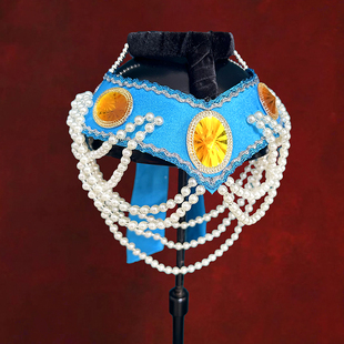 蒙古族顶碗舞头饰民族舞蹈帽子带碗托支架演出舞台装发饰蓝色女士