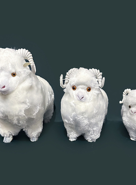 内蒙古工艺品仿真小绵羊草原旅游纪念品皮毛小动物模型羊玩偶摆件