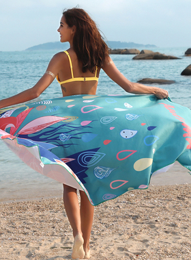 游泳浴巾女浴披170泳巾披肩速干吸水加大防晒沙滩巾大毛巾hiturbo