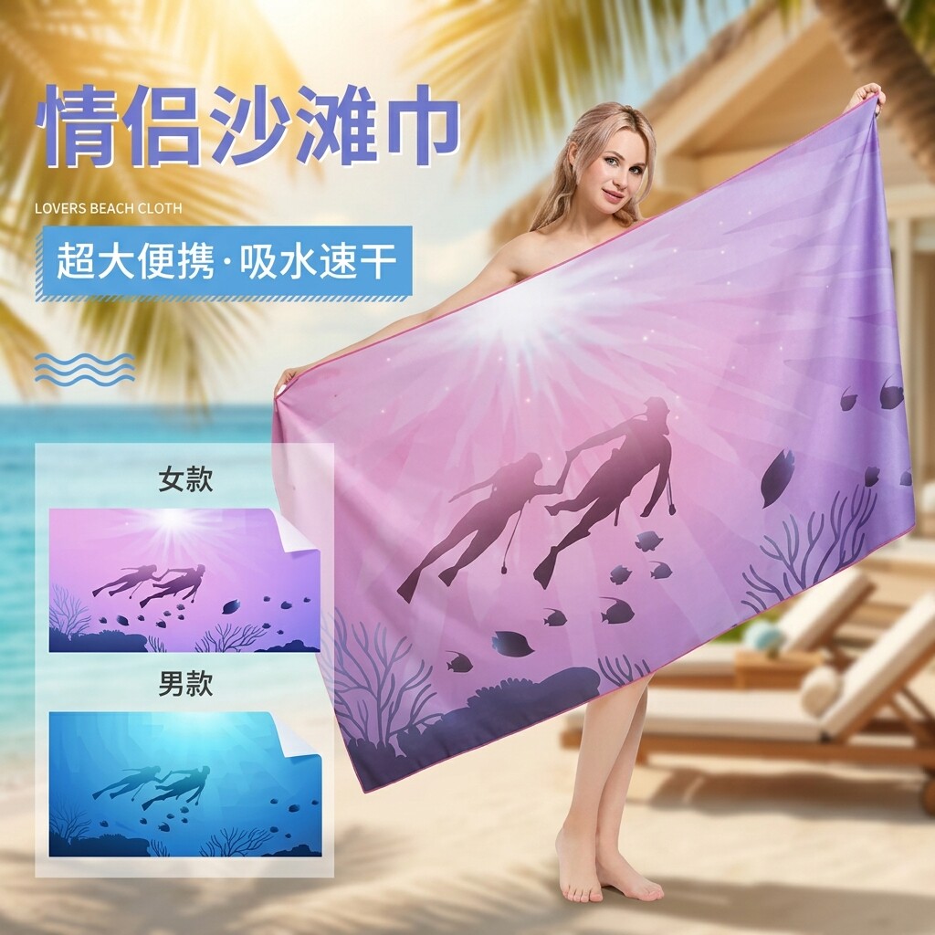 防晒披肩女沙滩浴巾速干便携两用