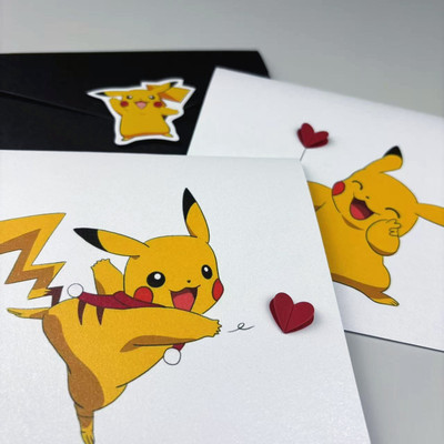 卡通可爱皮卡丘DIY手工立体贺卡