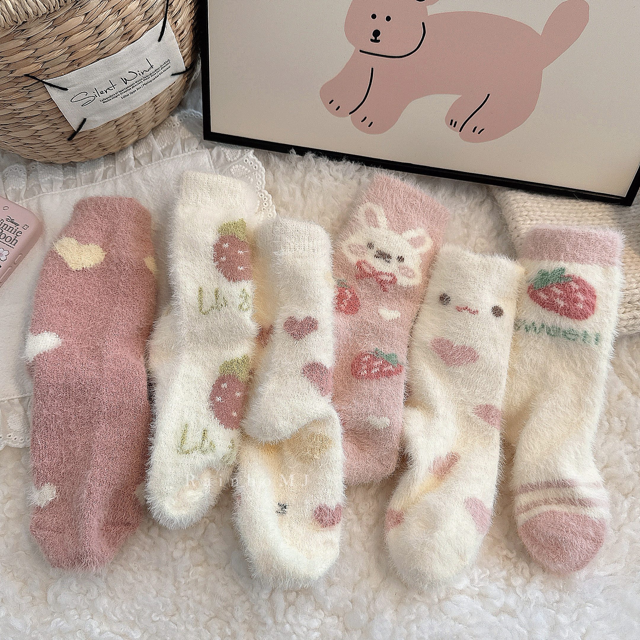 女童袜子冬季加厚加绒水貂绒女宝宝粉色兔子保暖睡眠袜冬季厚袜子,童装/婴儿装/亲子装,儿童袜子(0-16岁),淘宝优惠券,粉丝福利购,淘宝优惠卷