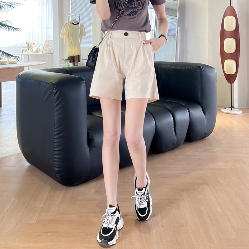 大码高腰西装裤女宽松阔腿裤直筒工装裤子夏季休闲裤短裤五分裤潮