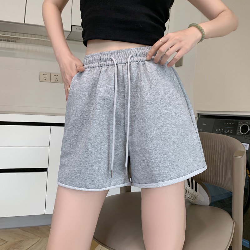 美式卷边短裤女2024夏季新款高腰薄款宽松显瘦直筒三分运动短裤子