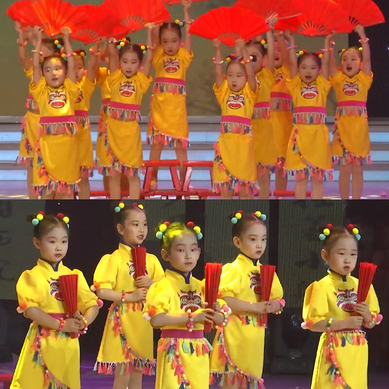 六一儿童百家姓中国娃少年郎福娃闹春国学诵读响折扇子表演出服装