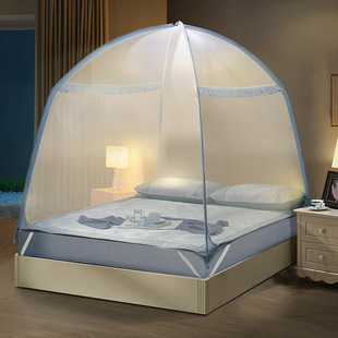 双人 蒙古包蚊帐1.8m床家用1.5m折叠防蚊加密加厚 免安装 富安娜新款