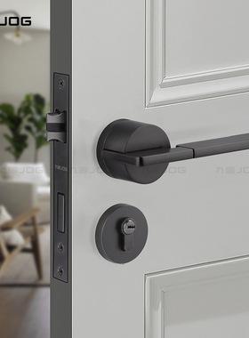 九固轻奢现代灰色分体门锁磁吸卧室静音定制带钥匙玫瑰金黑色949