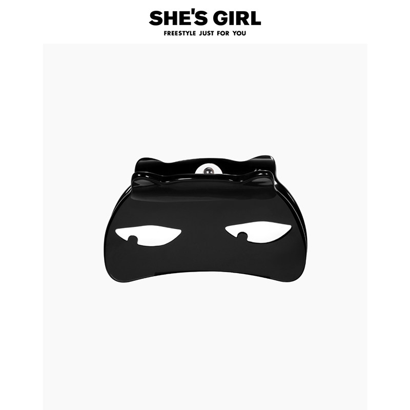 shesgirl茜子原创设计猫咪轻质简约醋酸板材竖抓夹发卡头饰