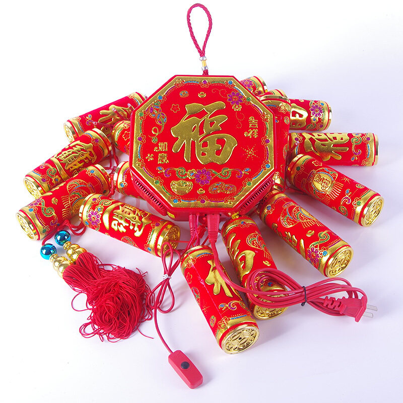 邦仁电子鞭炮120分贝雷电式空气发声绒布插遥控手1.9米烟花特效