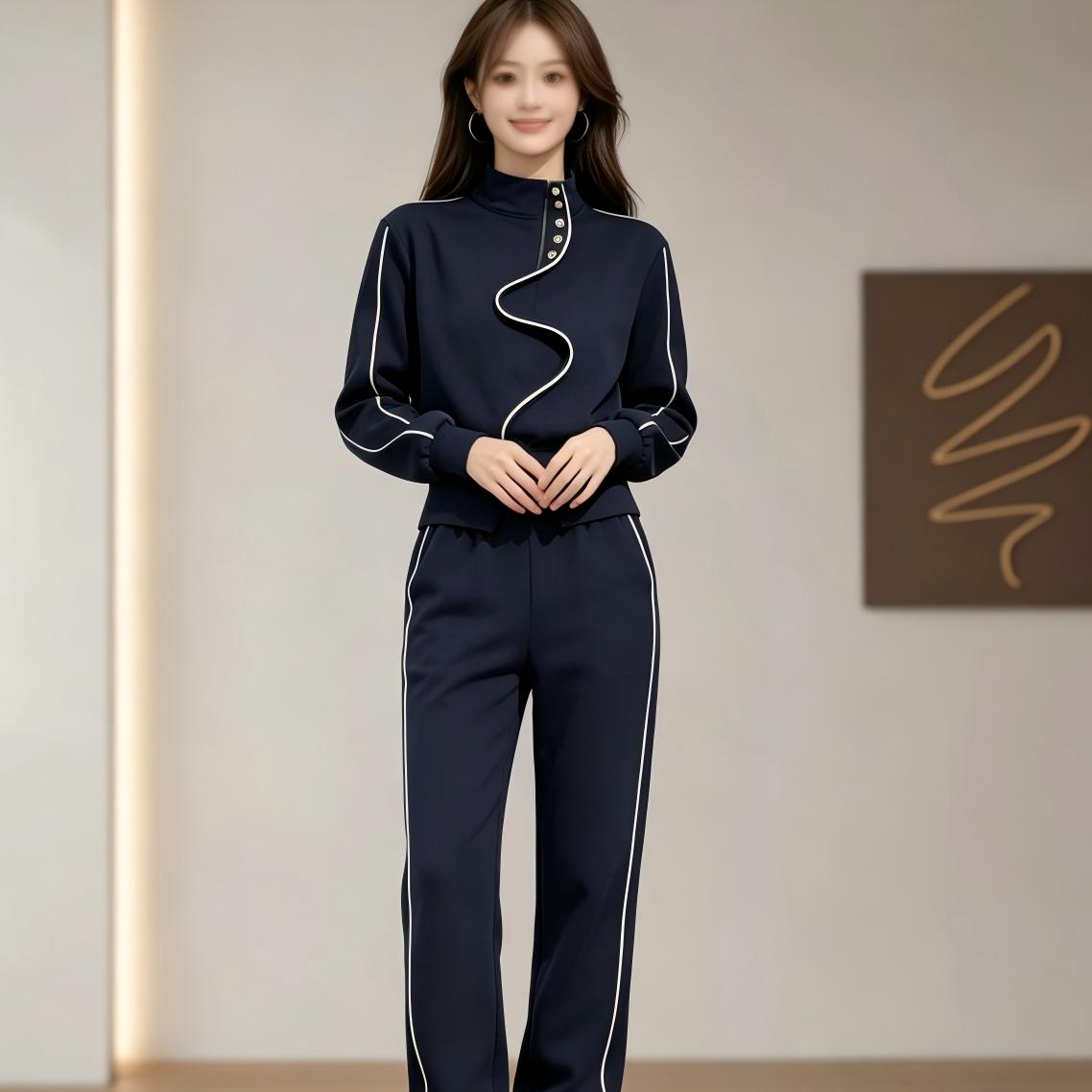 早秋搭配一整套立领洋气卫衣女新款2026爆款时尚高级休闲运动套装