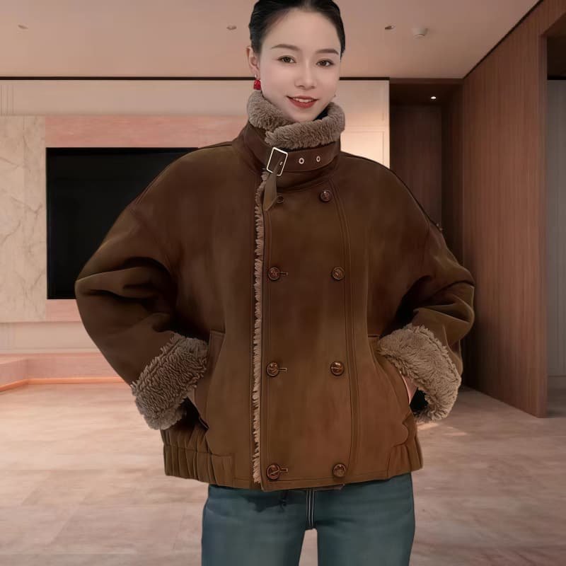 过年爆款外套女麂皮绒皮毛一体外套女短款加厚秋冬2026新款宽松版,女装/女士精品,短外套,淘宝优惠券,粉丝福利购,淘宝优惠卷