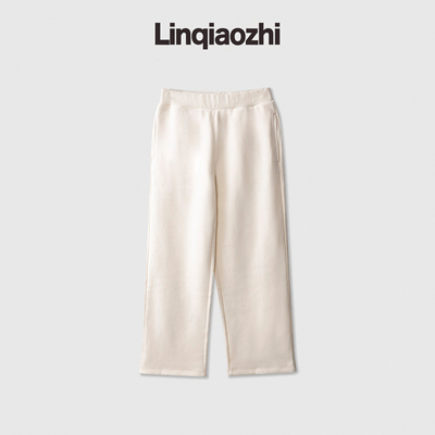 林乔芝简约厚款加绒休闲中腰长裤