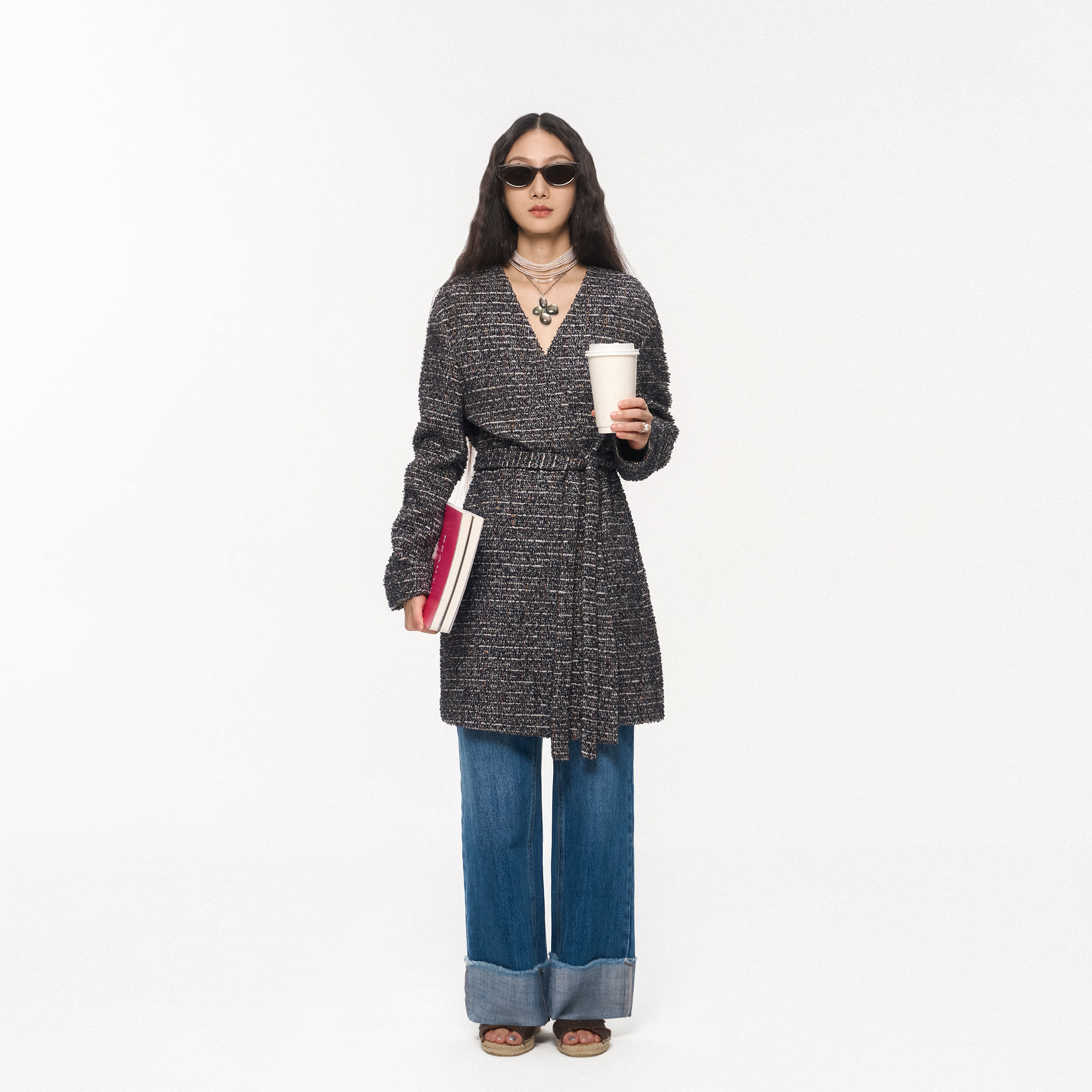 林乔芝2025年秋冬大衣长款香风浴袍休闲气质风衣女,女装/女士精品,毛呢外套,淘宝优惠券,粉丝福利购,淘宝优惠卷