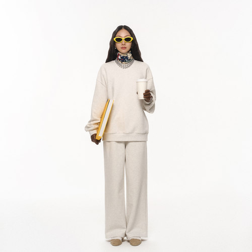 林乔芝25年秋季新款加绒卫裤简单百搭运动裤休闲气质棉加绒直筒裤