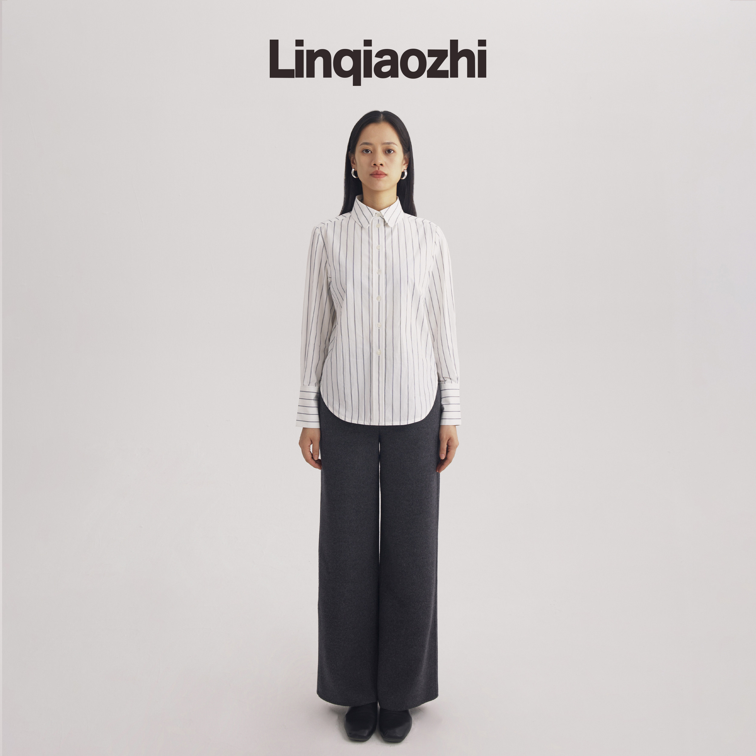 中腰休闲林乔芝长裤羊绒双面呢