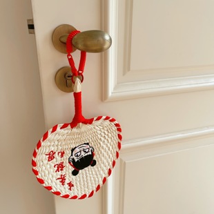 25年新款 可爱哪吒头像儿童礼物 手工编织棕叶蒲扇宝宝婴儿用扇新款