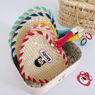 ins天然夏天手摇大蒲扇可定制宝宝姓名手工草编扇六一儿童节礼物