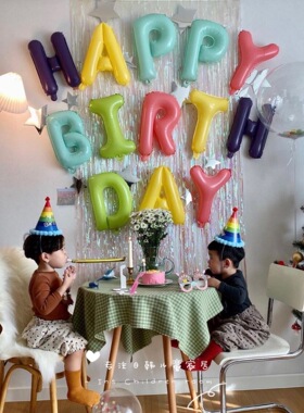 出口韩国HAPPYBIRTHDAY字母气球挂饰生日派对装饰品铝膜气球套装