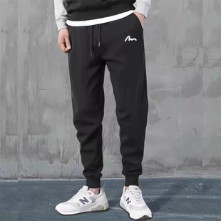 子男士 加绒运动裤 春秋款 秋冬款 子 纯棉针织跑步直筒宽松束脚卫裤 裤
