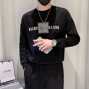 美式潮牌男士圆领长袖卫衣秋冬新款安可拉红休闲宽松潮流百搭上衣