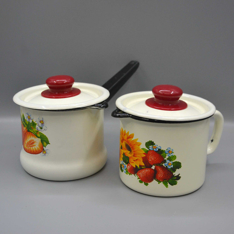 俄罗斯厨具加厚搪瓷杯短嘴油壶奶壶单柄搪瓷牛奶锅电磁炉明火加热,厨房/烹饪用具,奶锅,淘宝优惠券,粉丝福利购,淘宝优惠卷