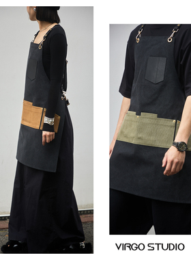 Virgos  拼色设计师高级感帆布咖啡店餐饮花艺烘焙集合店围裙定制