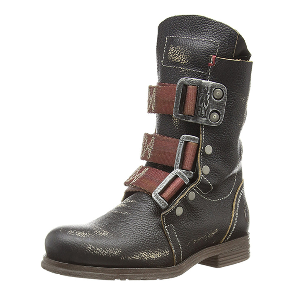 西部牛仔靴男2023秋冬款欧美潮流机车靴 皮带扣男士短靴复古皮靴