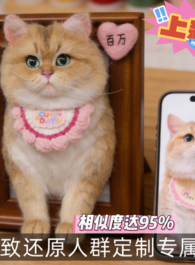 羊毛毡定制宠物仿真离世纪念狗狗模型照片猫咪玩偶纯手工泰迪相框