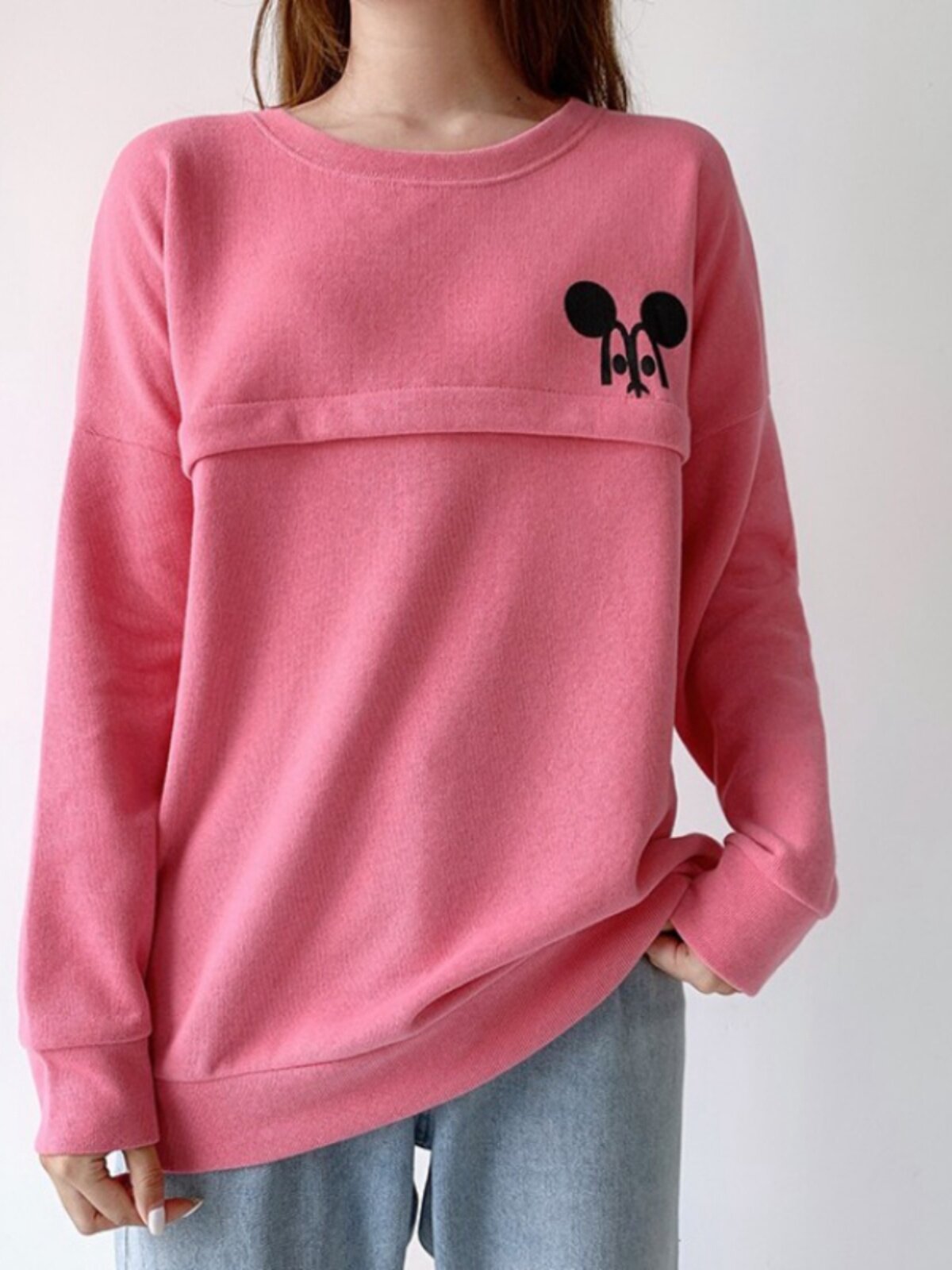 24 가을 겨울 나들이 모유 수유 스웨터 느슨한 출산 착용 슬림 모유 수유 탑 여성을위한 순수 코튼 긴 소매 산후 감금 의류